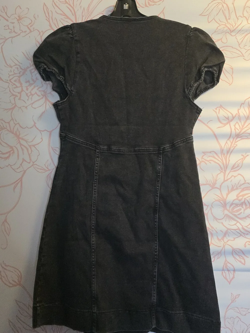 Free People Something Sweet Denim Mini Dress in washed black